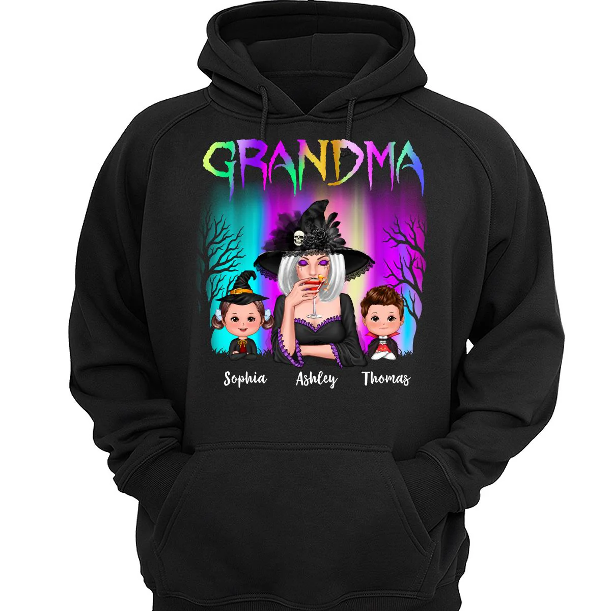 Halloween Grandma Grandkids Aurora Personalized Shirt - Image 3