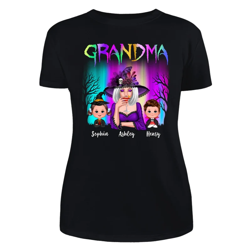 Halloween Grandma Grandkids Aurora Personalized Shirt - Image 8