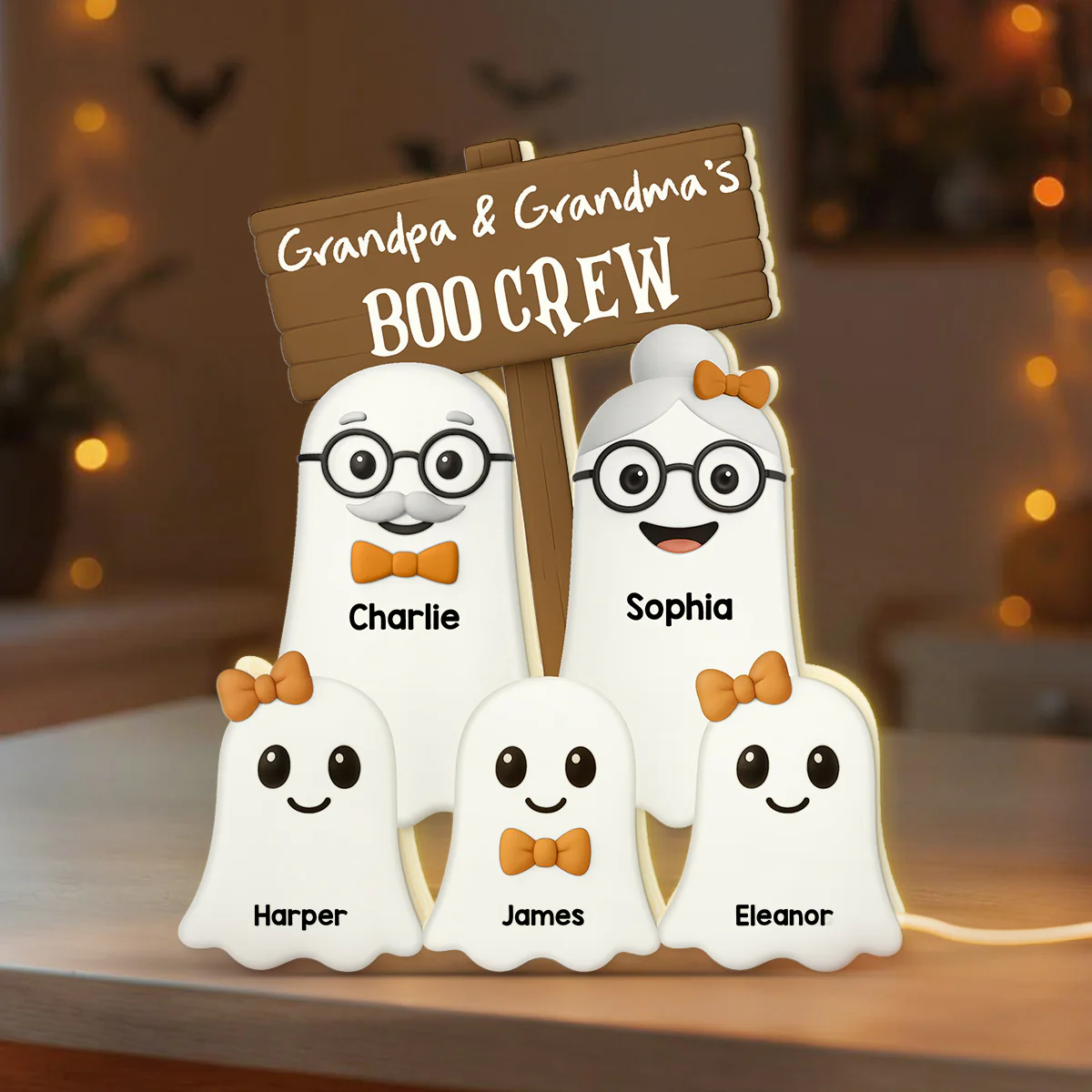 Halloween Grandma Grandpa Grandkids Boo Crew Personalized LED Light Box - Image 5