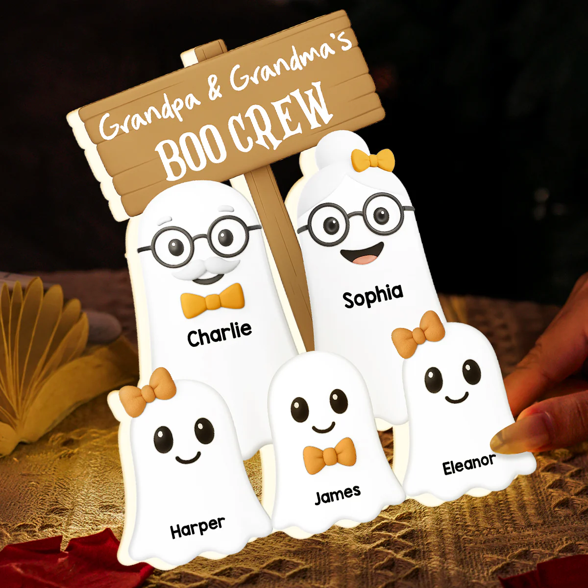 Halloween Grandma Grandpa Grandkids Boo Crew Personalized LED Light Box - Image 6