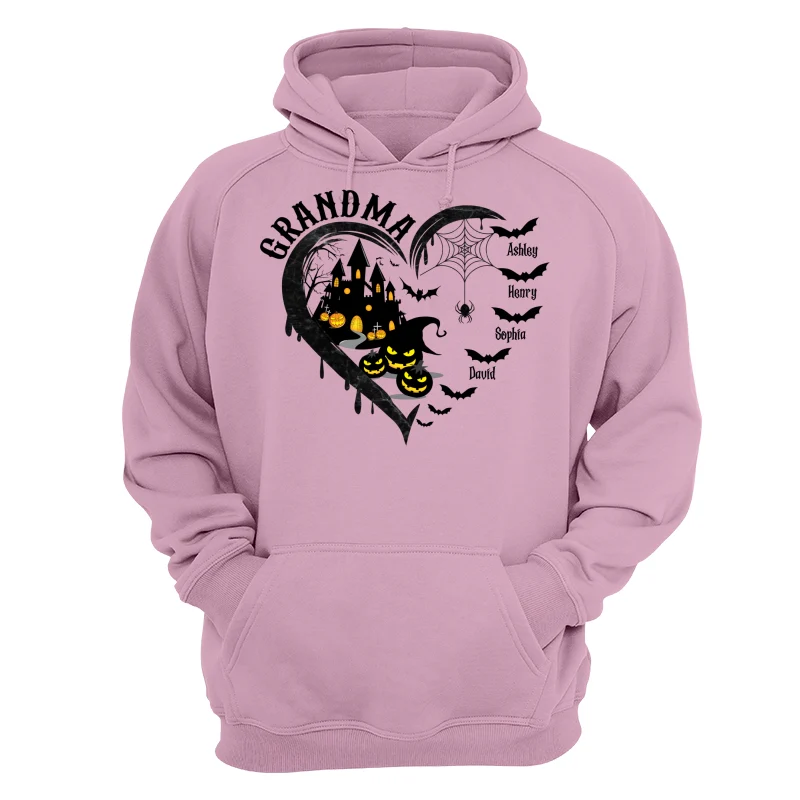Halloween Grandma Mom Black Bats Heart Personalized Shirt - Image 15