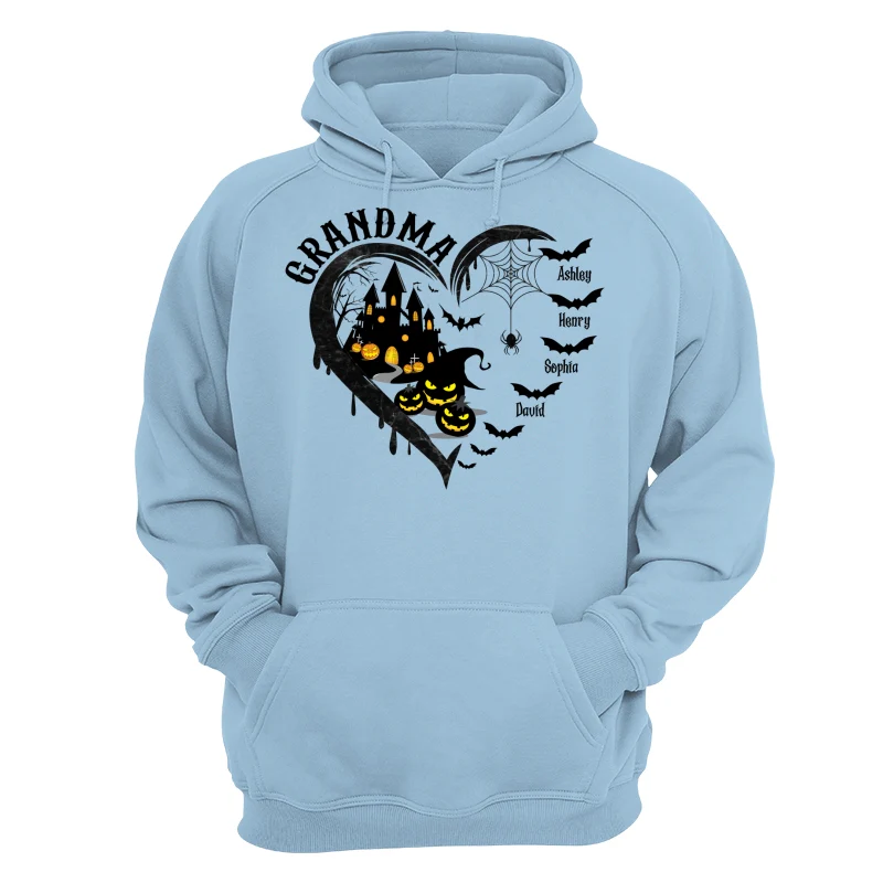 Halloween Grandma Mom Black Bats Heart Personalized Shirt - Image 16