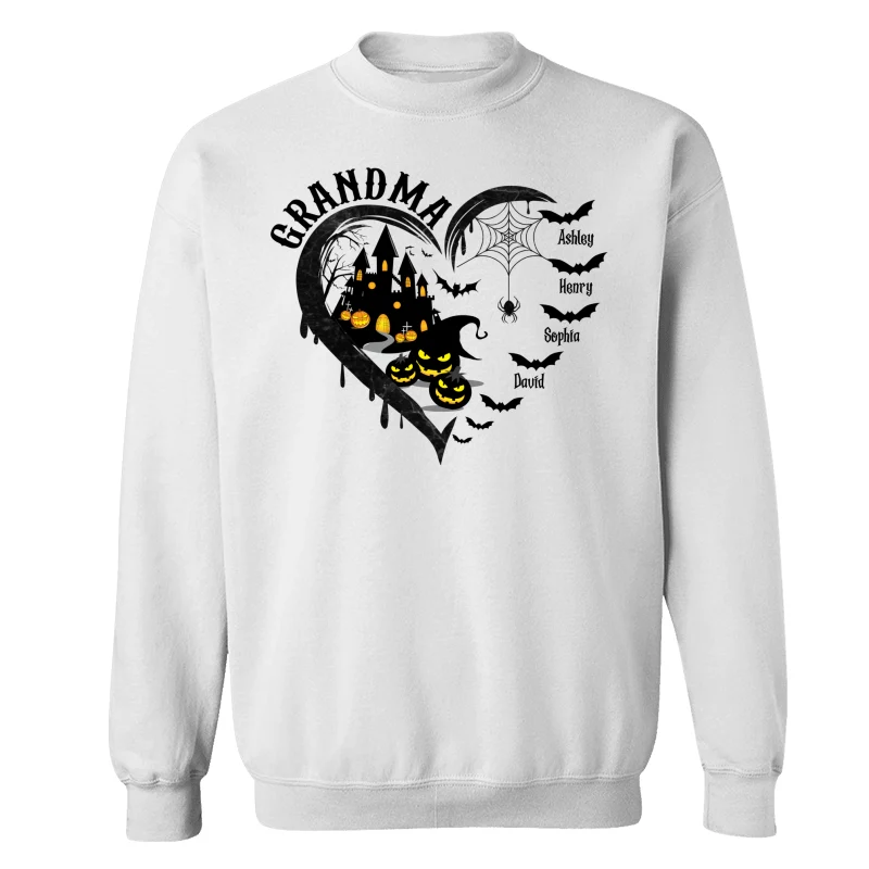 Halloween Grandma Mom Black Bats Heart Personalized Shirt - Image 17