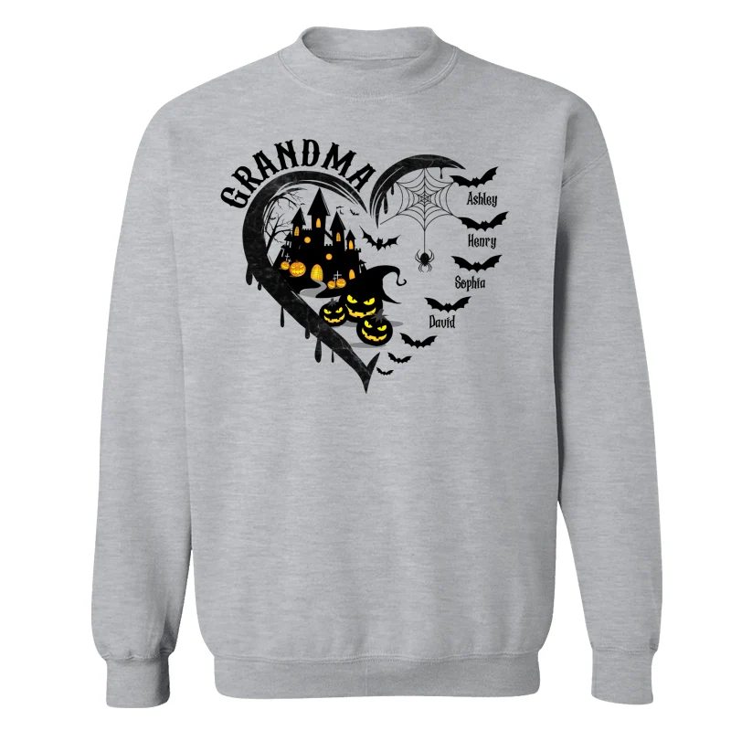 Halloween Grandma Mom Black Bats Heart Personalized Shirt - Image 18