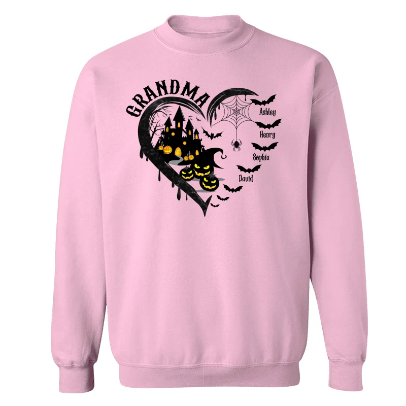 Halloween Grandma Mom Black Bats Heart Personalized Shirt - Image 19