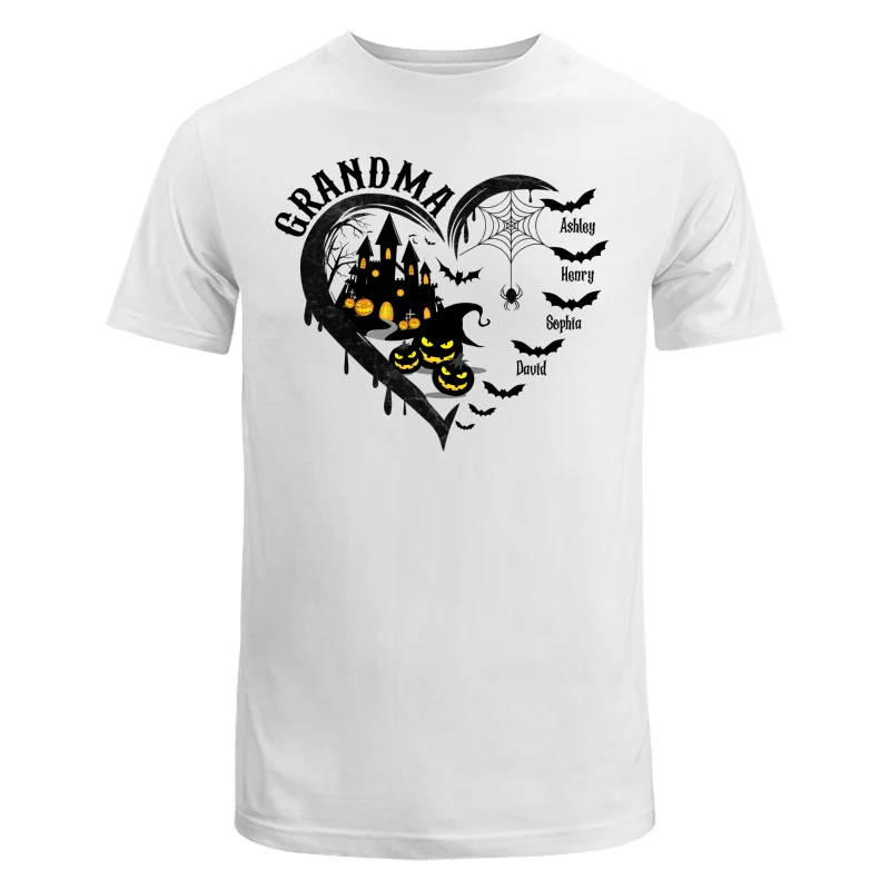 Halloween Grandma Mom Black Bats Heart Personalized Shirt - Image 5