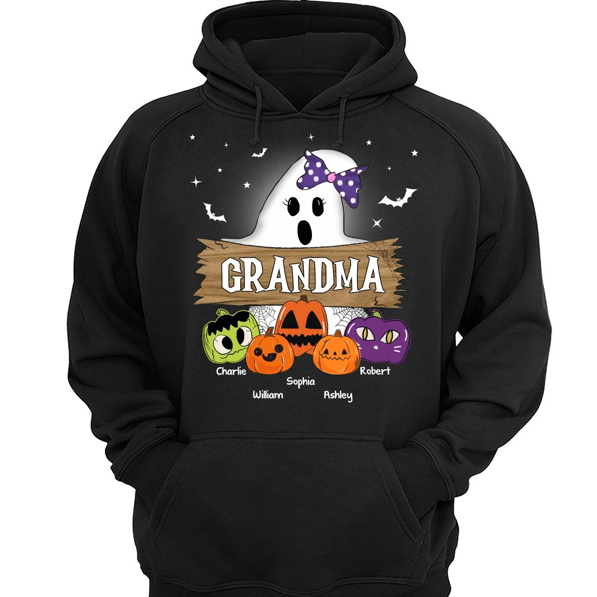 Halloween Grandma Mom Boo Kids Pumpkins Personalized Shirt - Image 3