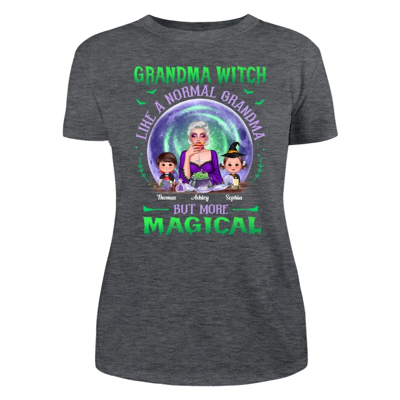 Halloween Grandma Mom Kids Green Purple Moon Personalized Shirt - Image 10