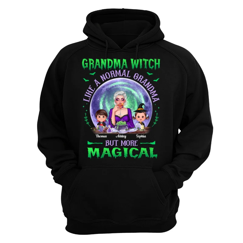 Halloween Grandma Mom Kids Green Purple Moon Personalized Shirt - Image 11