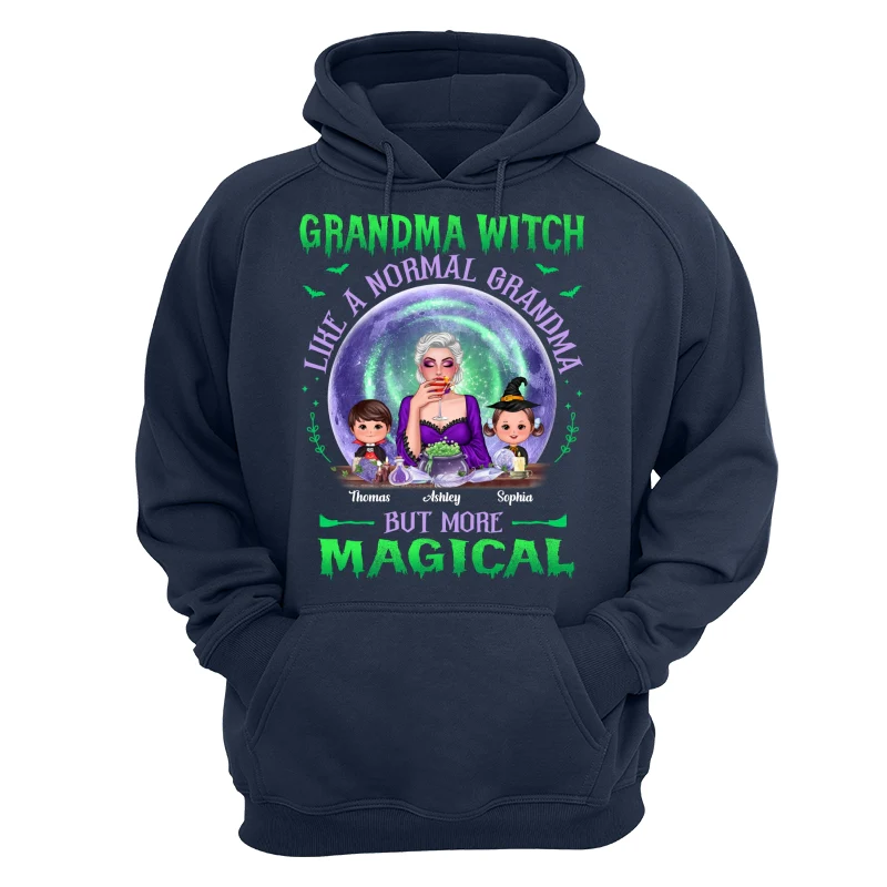 Halloween Grandma Mom Kids Green Purple Moon Personalized Shirt - Image 12