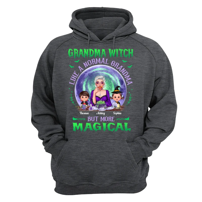 Halloween Grandma Mom Kids Green Purple Moon Personalized Shirt - Image 13