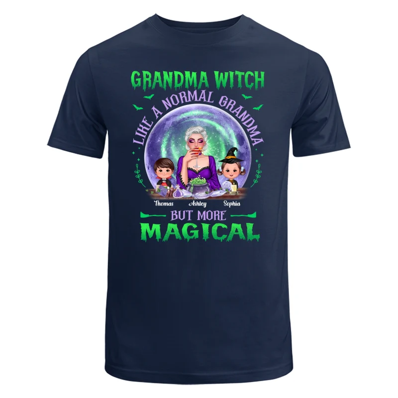 Halloween Grandma Mom Kids Green Purple Moon Personalized Shirt - Image 6