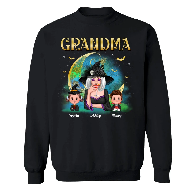 Halloween Grandma Mom Mandala Moon Personalized Shirt - Image 16