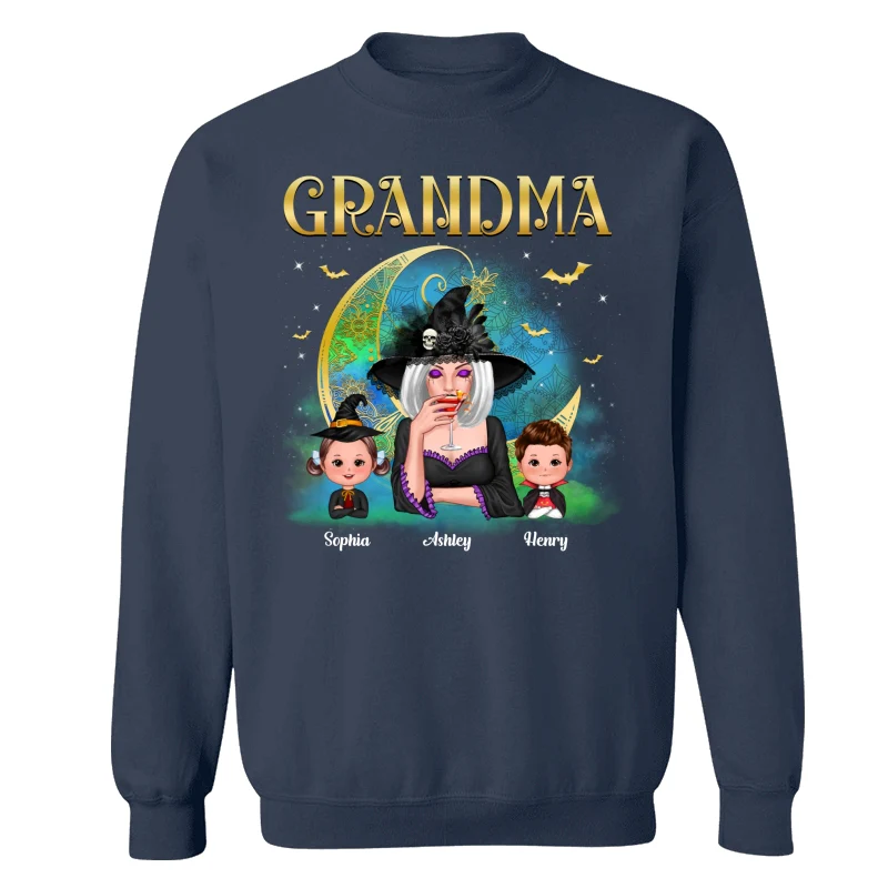 Halloween Grandma Mom Mandala Moon Personalized Shirt - Image 17