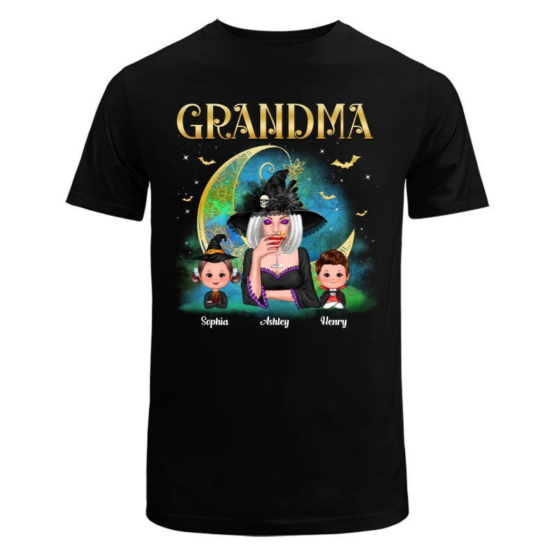 Halloween Grandma Mom Mandala Moon Personalized Shirt - Image 5