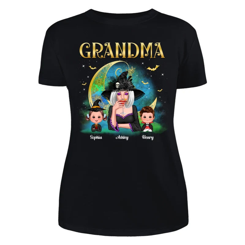 Halloween Grandma Mom Mandala Moon Personalized Shirt - Image 9