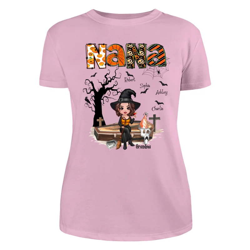 Halloween Grandma Mom Oranged Patterned Personalized Shirt - Image 11