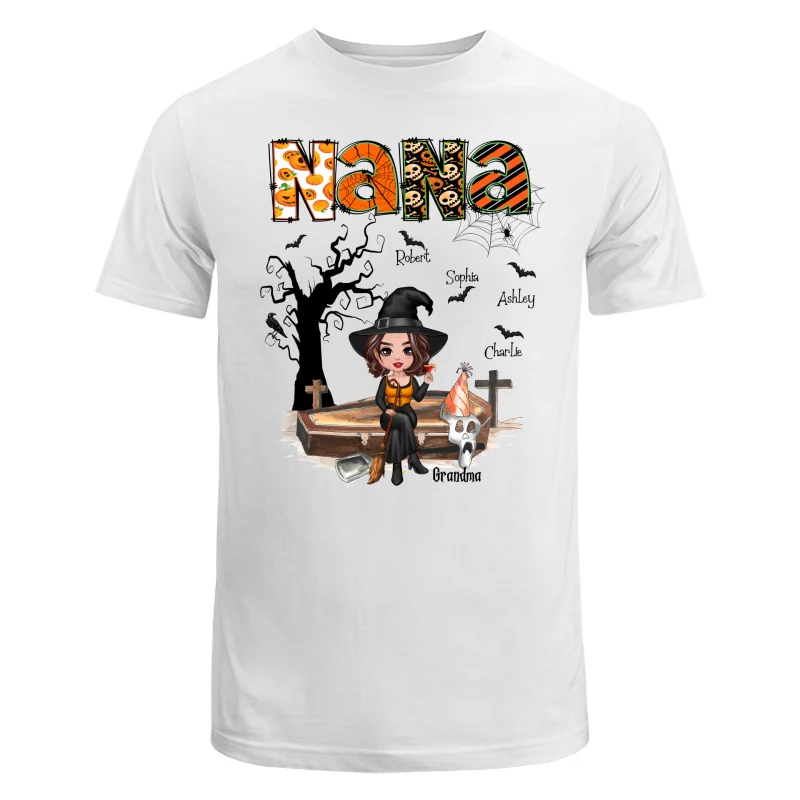 Halloween Grandma Mom Oranged Patterned Personalized Shirt - Image 5