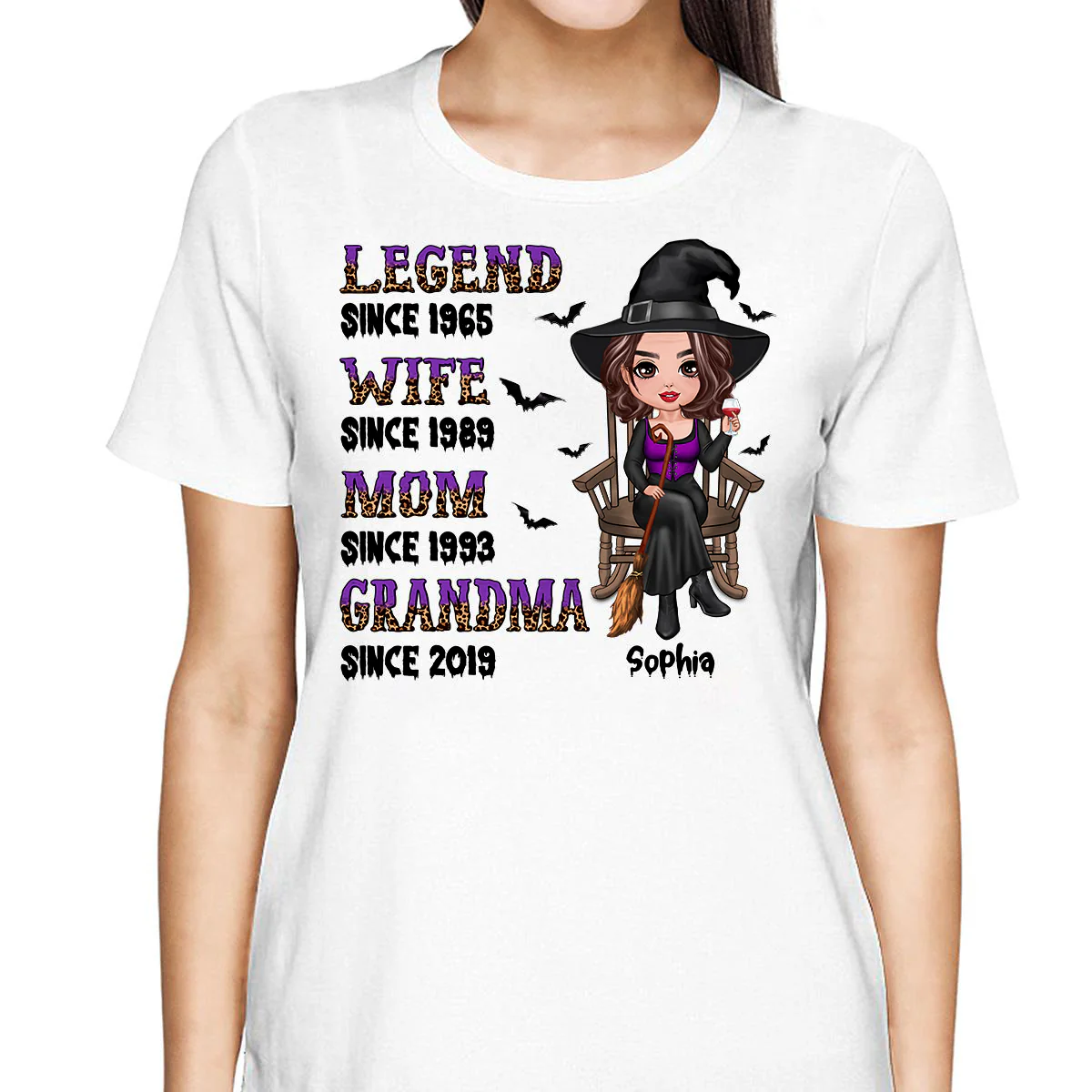 Halloween Grandma Mom Sitting Legend Personalized Shirt - Image 2