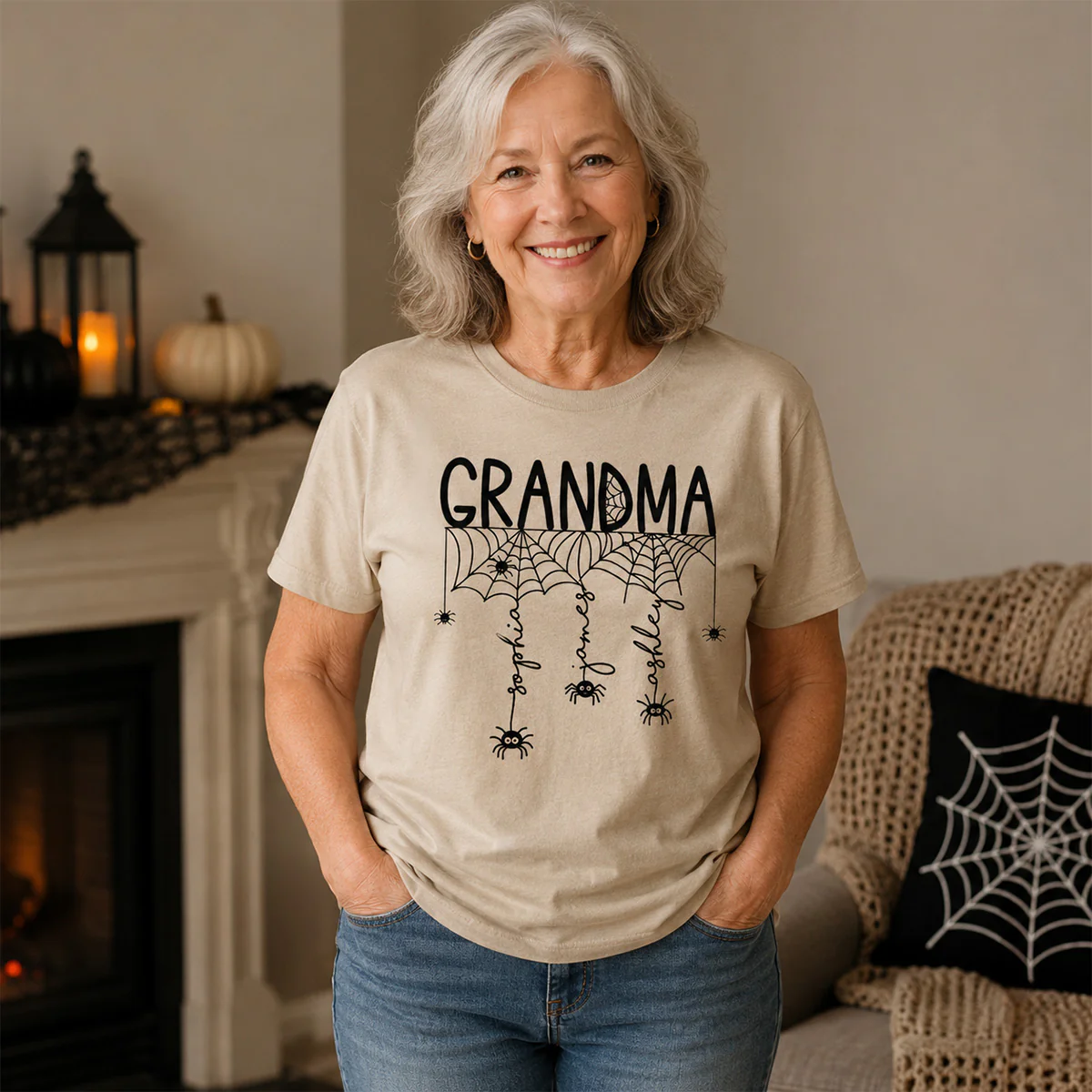 Halloween Grandma Mom Spooky Spiders - Personalized Shirt - Image 6