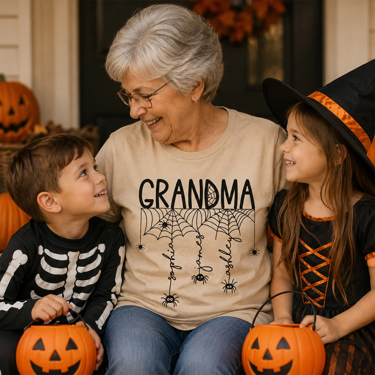 Halloween Grandma Mom Spooky Spiders - Personalized Shirt - Image 7