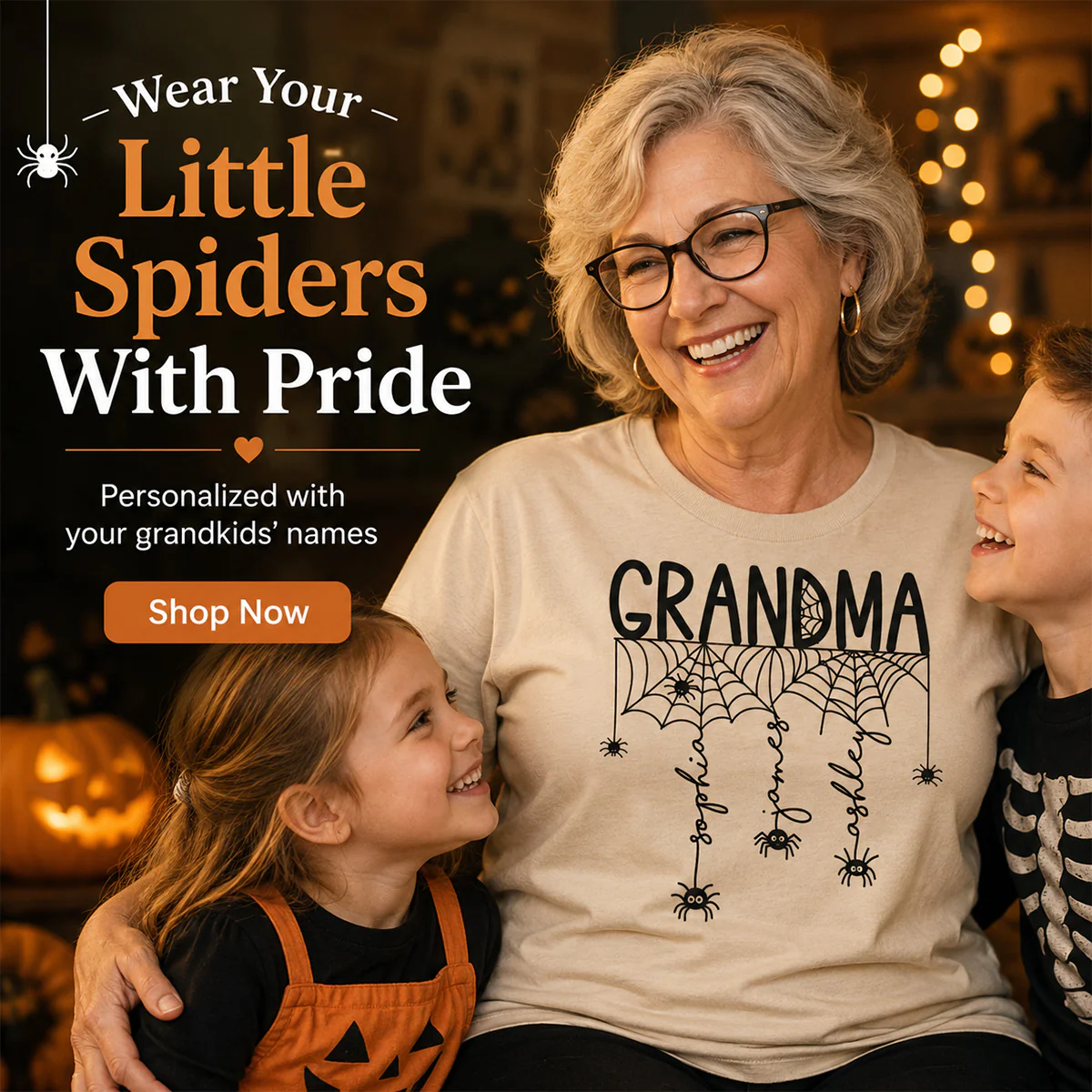 Halloween Grandma Mom Spooky Spiders - Personalized Shirt - Image 8