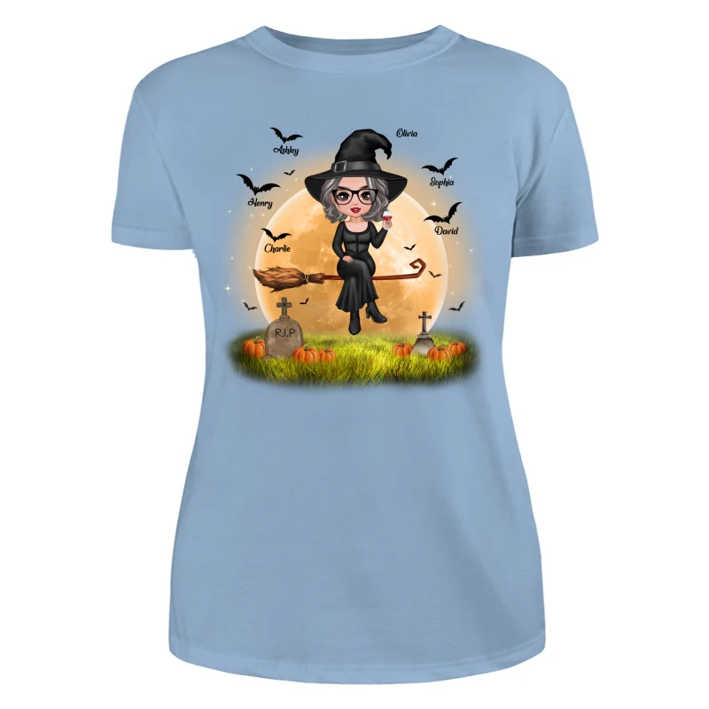Halloween Grandma Mom Witch Moon Background Personalized Shirt - Image 12