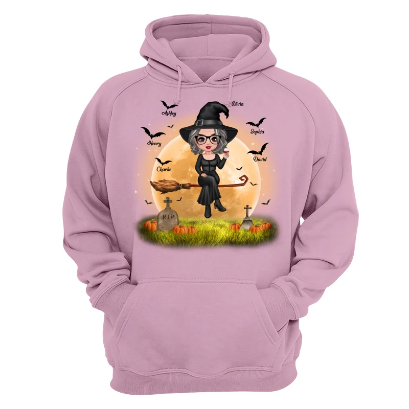 Halloween Grandma Mom Witch Moon Background Personalized Shirt - Image 15