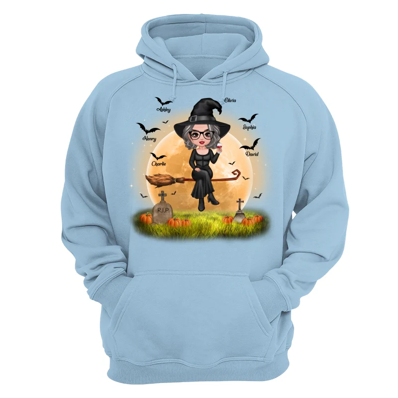 Halloween Grandma Mom Witch Moon Background Personalized Shirt - Image 16