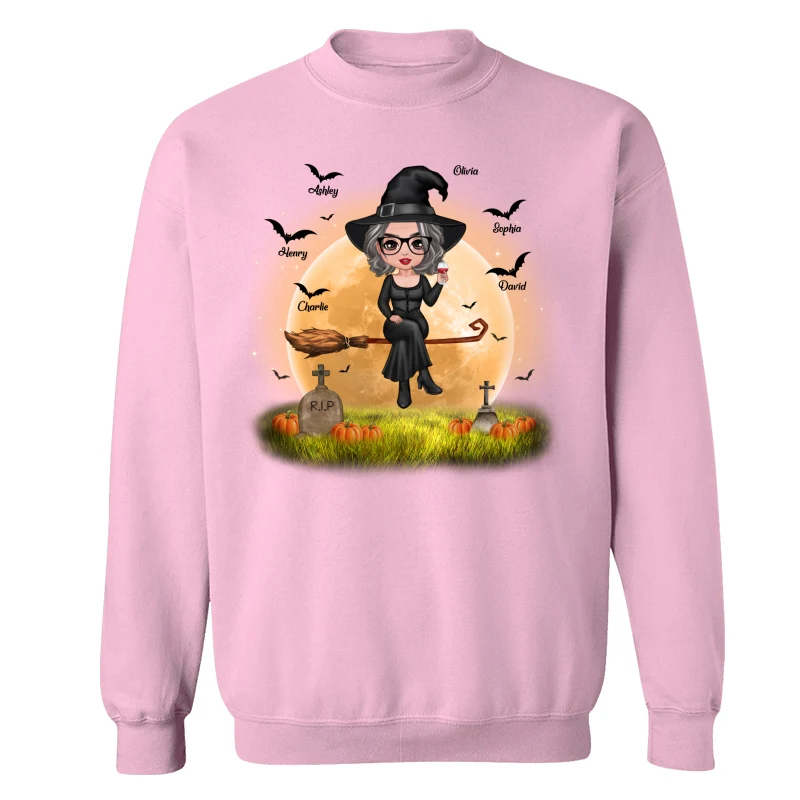 Halloween Grandma Mom Witch Moon Background Personalized Shirt - Image 19