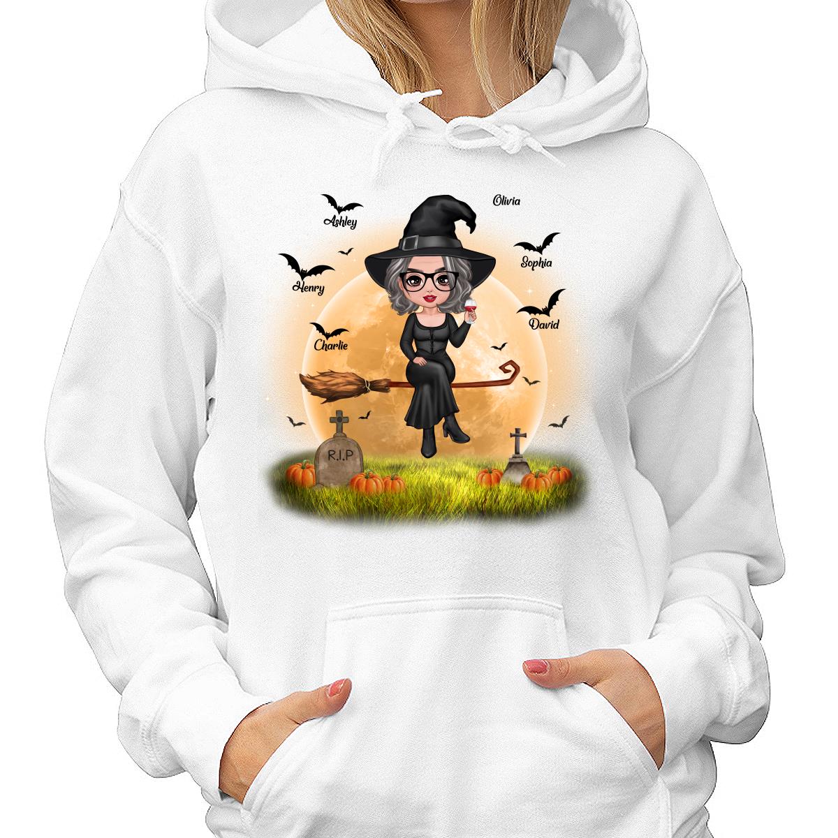 Halloween Grandma Mom Witch Moon Background Personalized Shirt - Image 4