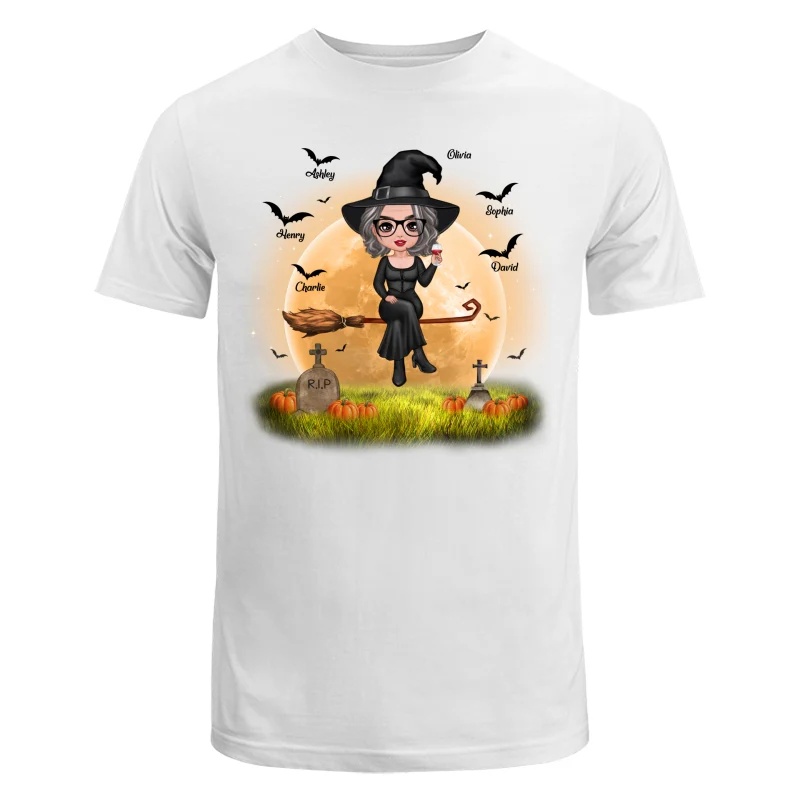 Halloween Grandma Mom Witch Moon Background Personalized Shirt - Image 5