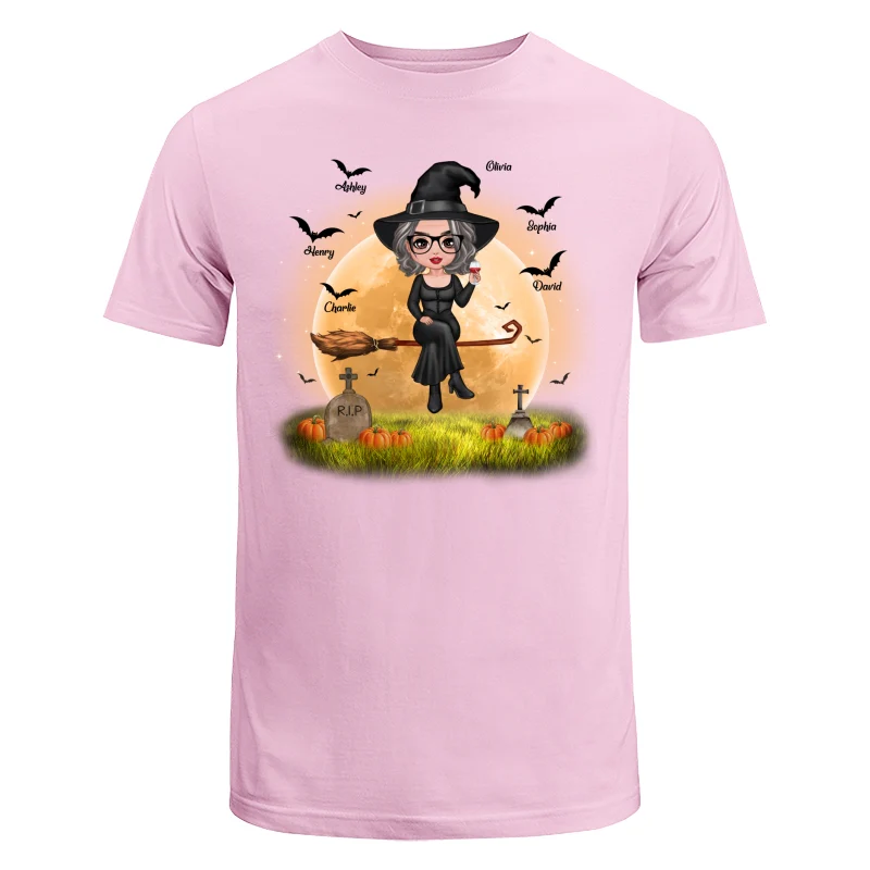 Halloween Grandma Mom Witch Moon Background Personalized Shirt - Image 7