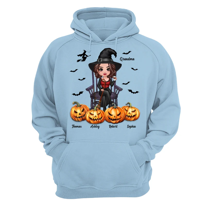 Halloween Grandma Sitting On Chair Witch Pumpkins Personalized Shirt - Image 16
