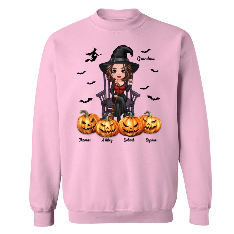 Halloween Grandma Sitting On Chair Witch Pumpkins Personalized Shirt - Image 19