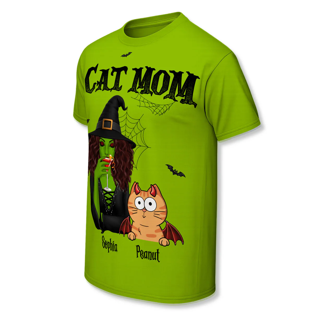 Halloween Green Witch Cat Mom Personalized Shirt, Spooky Halloween Costume For Cat Lovers - Image 8