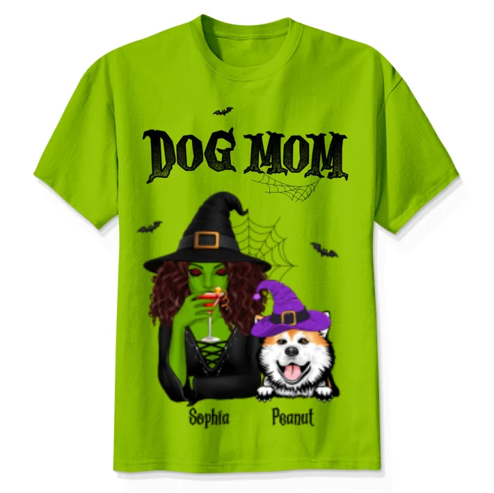 Halloween Green Witch Dog Mom Personalized 3D Shirt - Image 10