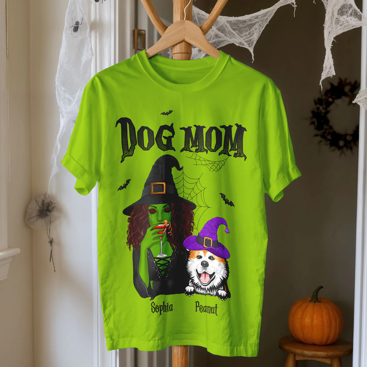Halloween Green Witch Dog Mom Personalized 3D Shirt - Image 3