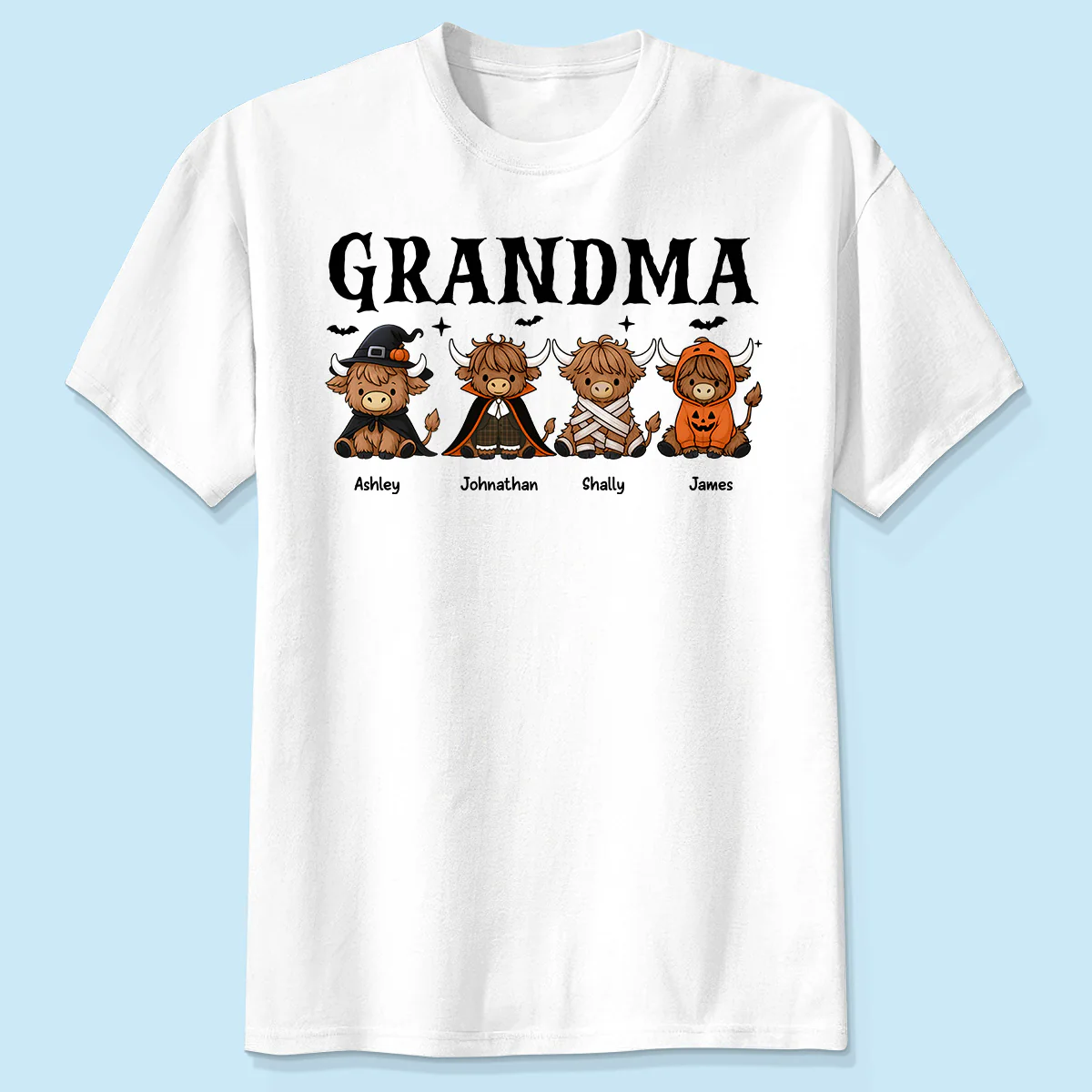 Halloween Highland Cow Grandma Personalized Shirt