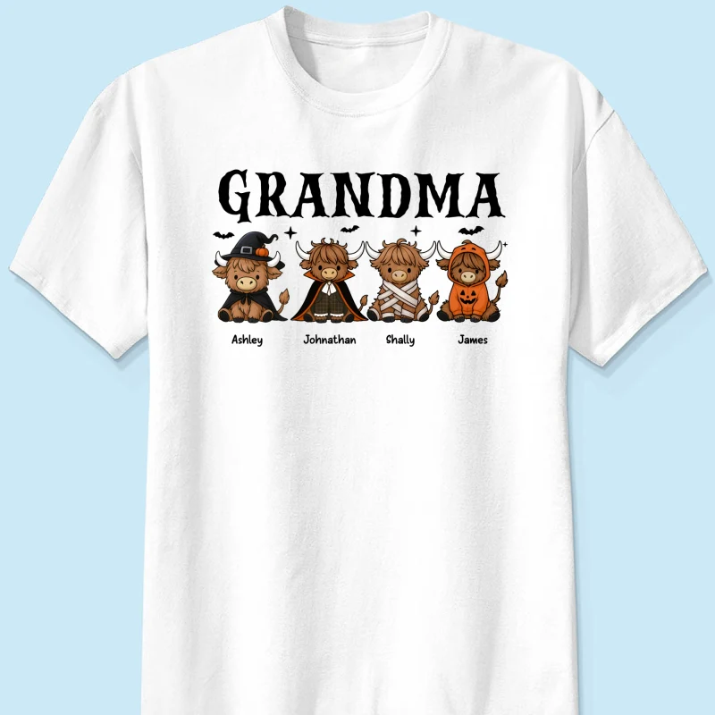 Halloween Highland Cow Grandma Personalized Shirt - Image 10