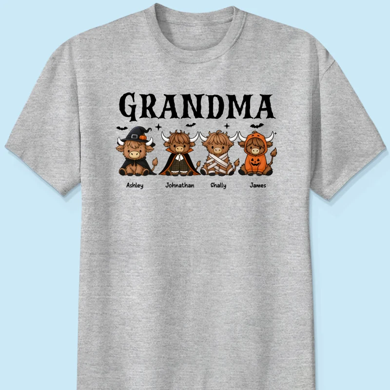 Halloween Highland Cow Grandma Personalized Shirt - Image 11