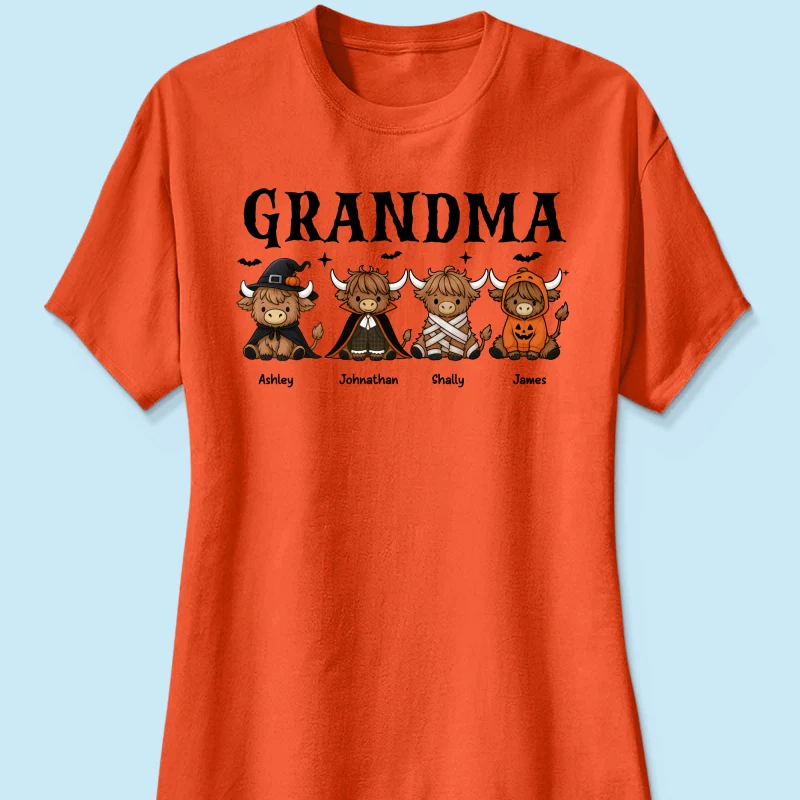 Halloween Highland Cow Grandma Personalized Shirt - Image 12
