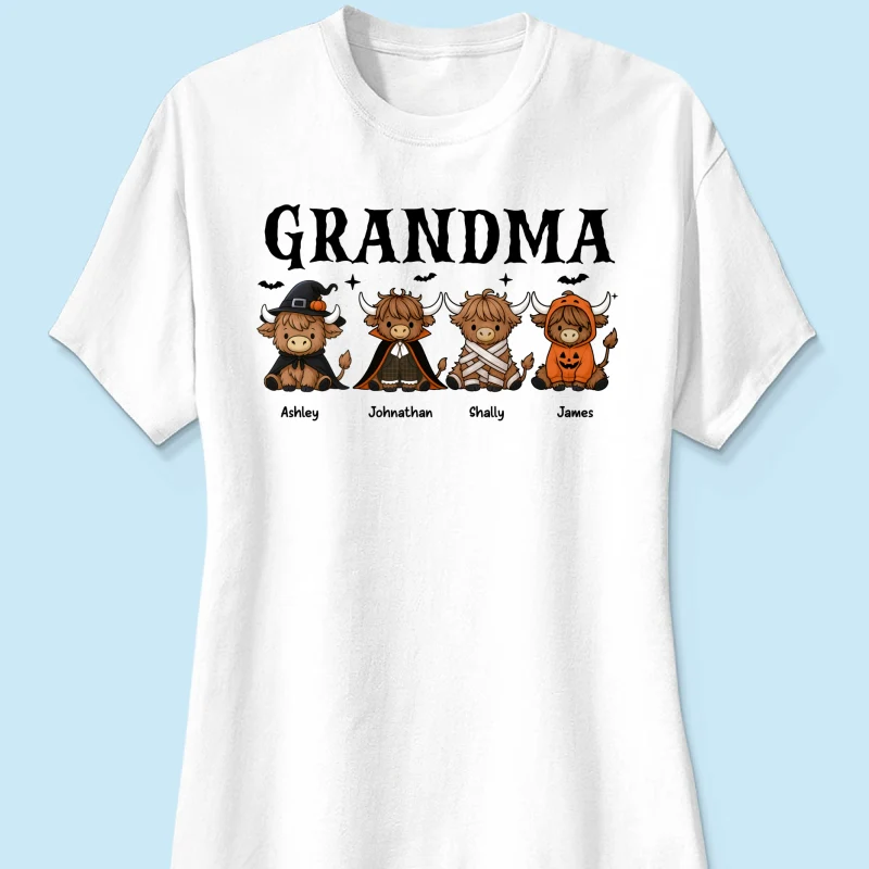 Halloween Highland Cow Grandma Personalized Shirt - Image 13