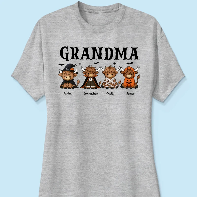 Halloween Highland Cow Grandma Personalized Shirt - Image 14