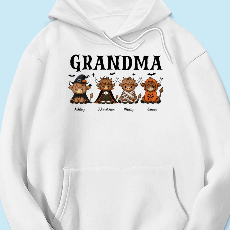 Halloween Highland Cow Grandma Personalized Shirt - Image 16
