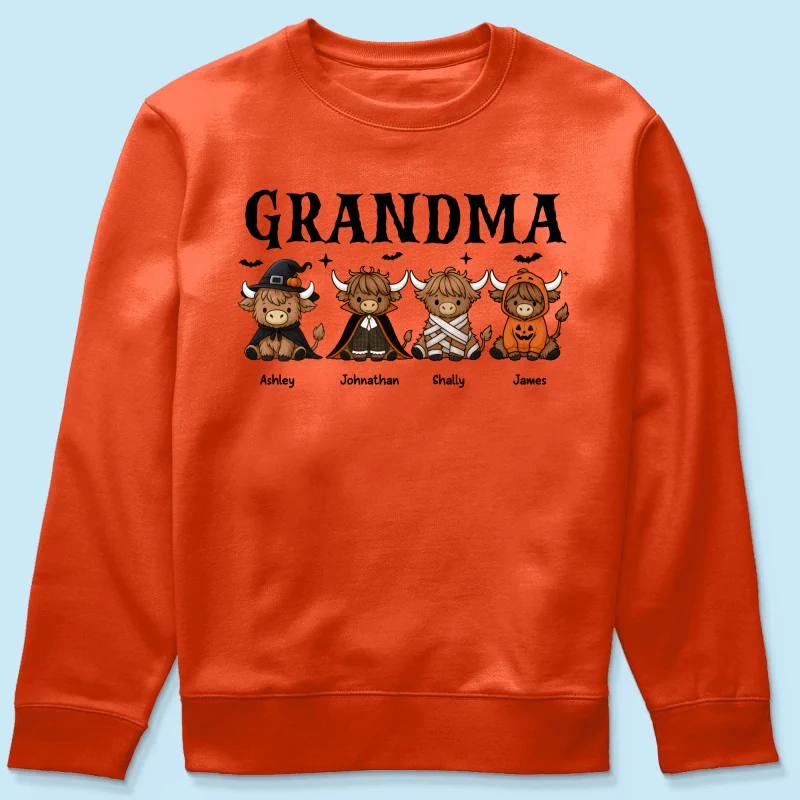 Halloween Highland Cow Grandma Personalized Shirt - Image 19