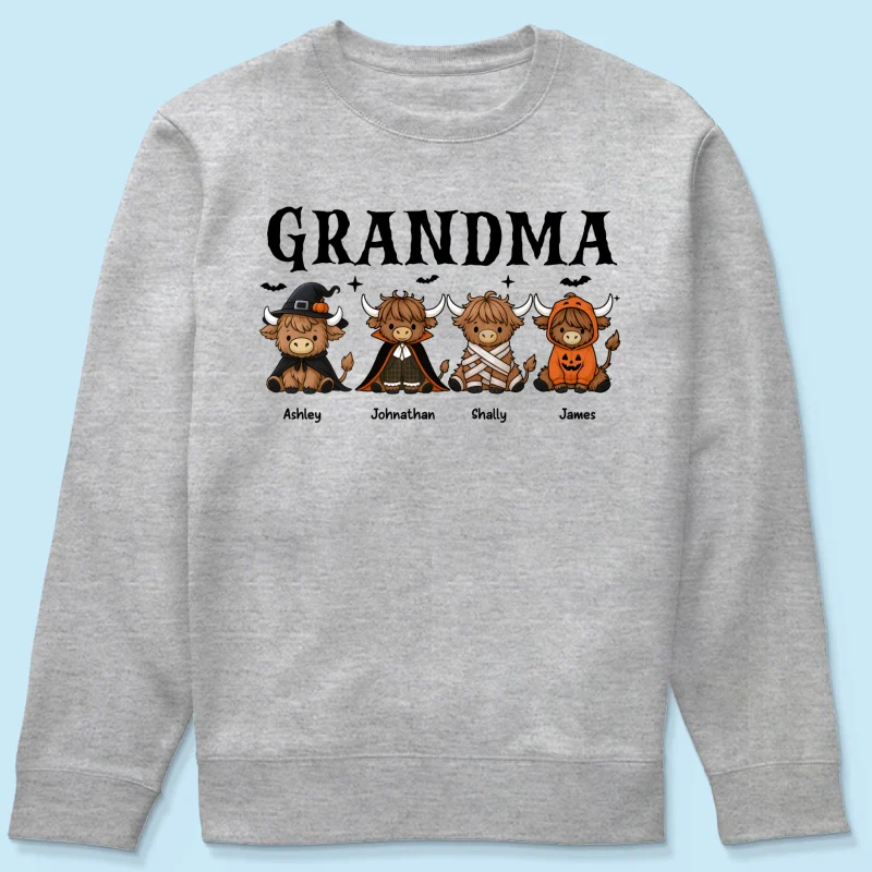 Halloween Highland Cow Grandma Personalized Shirt - Image 21