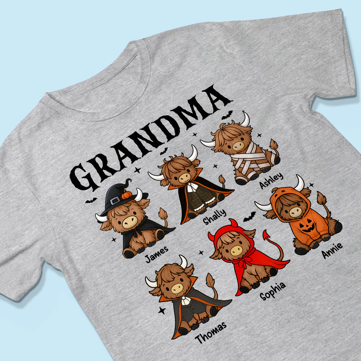 Halloween Highland Cow Grandma Personalized Shirt - Image 3