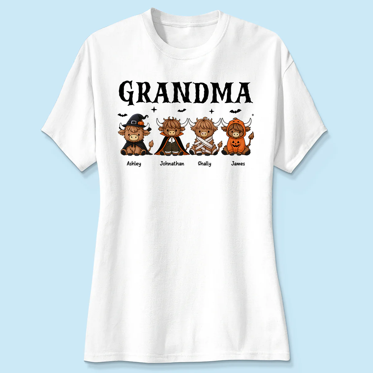 Halloween Highland Cow Grandma Personalized Shirt - Image 4