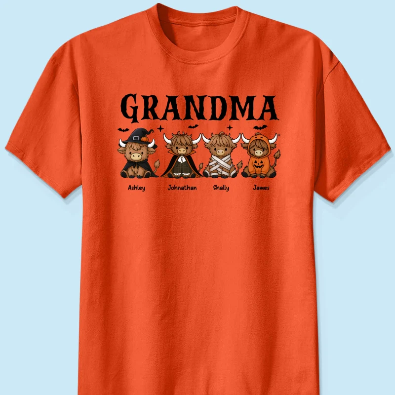 Halloween Highland Cow Grandma Personalized Shirt - Image 8